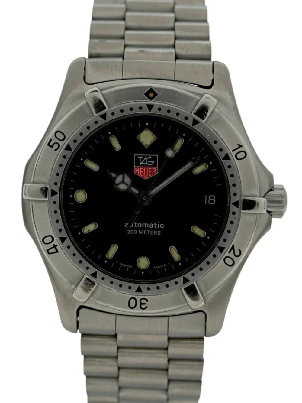 Tag Heuer 37mm Mens Professional 2000 Series Automatic Black Dial Watch 669.206F
